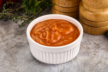 Tasty burger sauce in the bowl