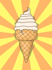 Ice cream with yellow and orange background.