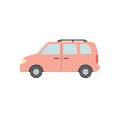 Fototapeta premium Pink Pastel Minivan Illustration