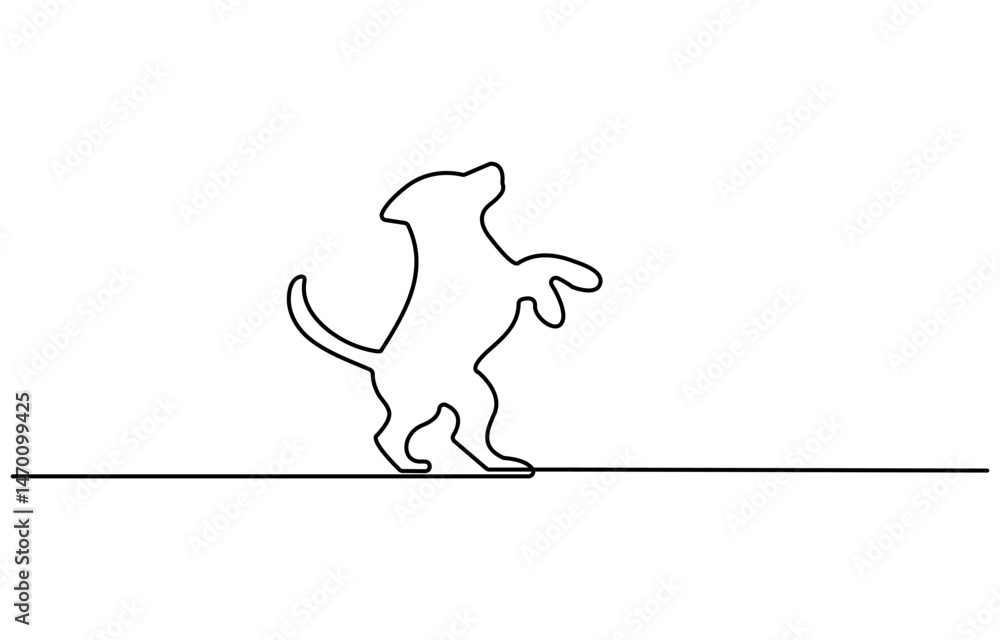 Poster one continuous single-line drawing of the dog profile. pet portrait silhouette in simple minimal lin