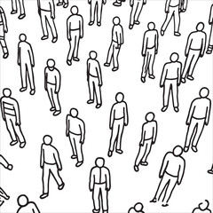 A repeating patternvector  of simple line drawings of people.