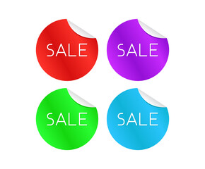 Colorful stickers with text: Sale.