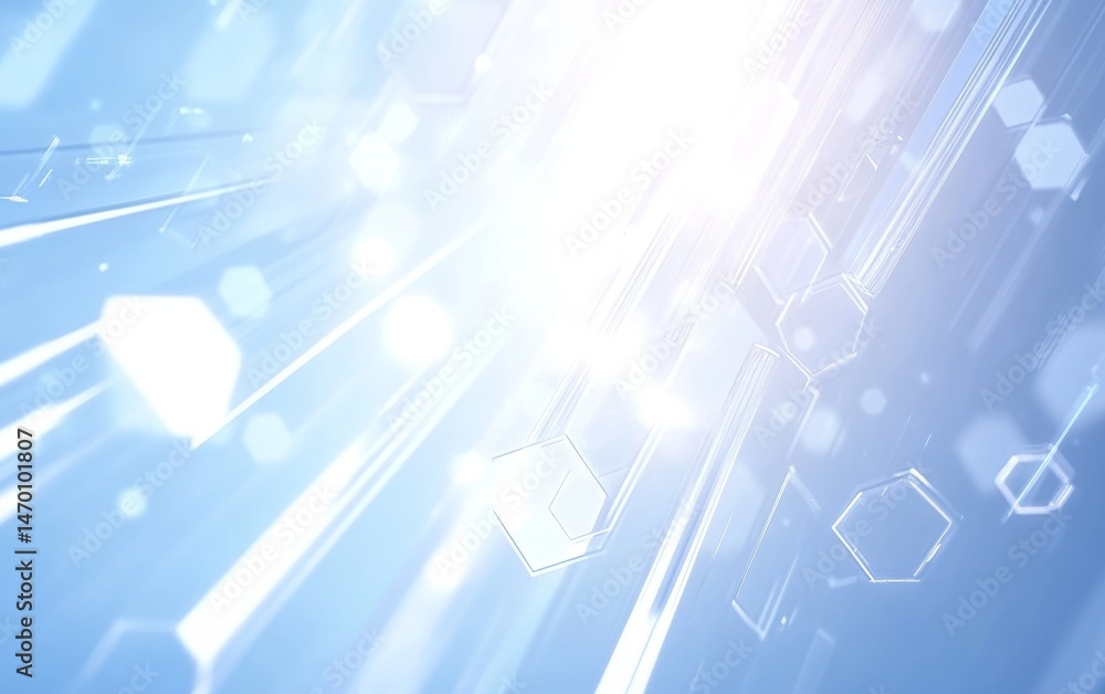 Poster abstract light blue background with hexagons and technology elements for business presentation. a fu