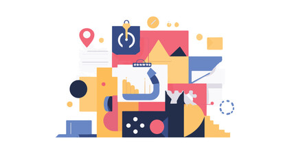 Abstract Geometric Illustration Representing Business Process And Workflow Management On White Background