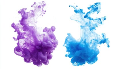 Abstract ink drops in vibrant purple and blue