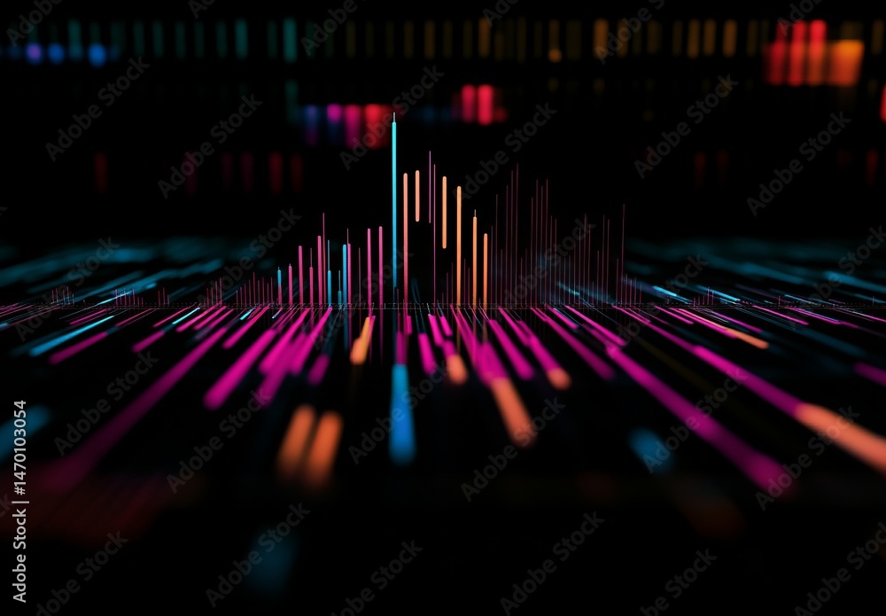 Poster close-up of colorful candlestick charts on a trading screen, with dynamic lines and vibrant colors r