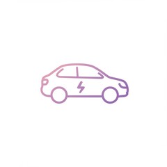 Purple and Pink Gradient Electric Car Line Art Illustration
