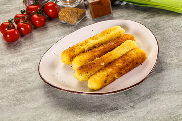 Crispy breaded mozarella cheese sticks