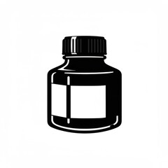 Obraz premium Black Ink Bottle Illustration on White Background