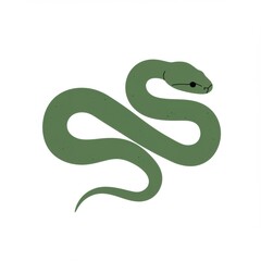 Naklejka premium Green Snake Illustration on White Background