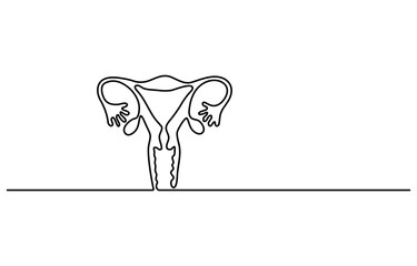 Continuous Line Uterus Illustration. Fertility, Gynecology and Women's Health Concept.