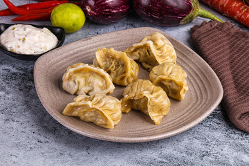 Steamed Nepali Momo stuffed dumplings