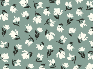 Flowers and leaf's wall art vector background. Foliage line art drawing with abstract shape. Abstract Plant Art design for print, cover, wallpaper, Minimal and natural wall art. Vector illustration.