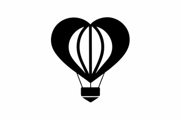 hot air heart  silhouette
