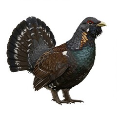 Fototapeta premium Detailed Wood Grouse Illustration Against White Background
