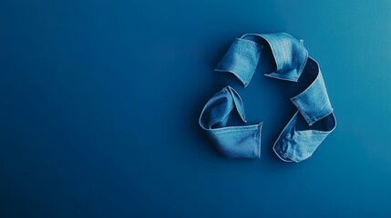 Recycling Concept Crafted From Denim Arrows Circular Icon On Blue Minimalist Backdrop
