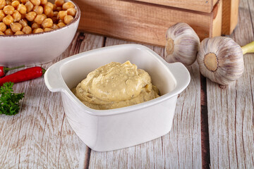 Natural organic homemade chickpea hummus