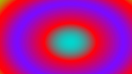 Concentric circles of vibrant red, blue, and cyan gradients create a hypnotic effect