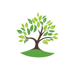 Obraz premium Simple Green Tree Icon Vector Illustration For Nature Environment And Eco Friendly Designs On A White Background