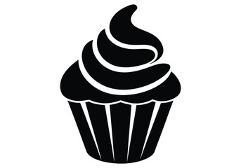 Cupcake Icon Black And White Silhouette