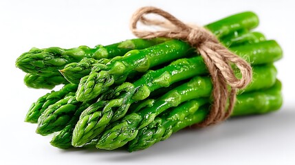 Fresh Green Asparagus Bundle with Tied with Twine.