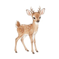 Fototapeta premium Adorable Spotted Fawn Watercolor Illustration