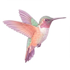 Obraz premium Pastel Hummingbird in Flight Illustration