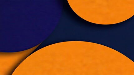 Layered circles of deep orange and navy blue.