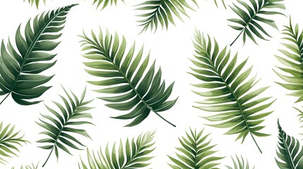 Tropical Watercolor Dark Leaves and Fern Seamless Pattern for Design Projects
