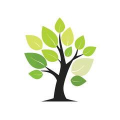 Stylized Tree Illustration With Green Leaves On White Background Representing Growth And Nature Vector Design