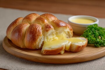 Golden Baked Bread Bowl with Creamy Cheese Filling: Rustic Style