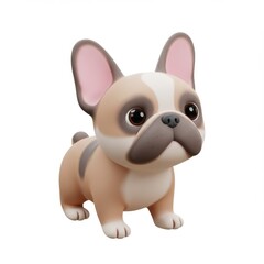 Adorable Tan and White French Bulldog Puppy 3D Render