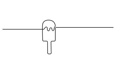 Ice cream bar continuous one line drawing vector illustration, One continuous line drawing of fresh ice cream stick, single line vector illustration. editable stroke. isolated white background, sweet.