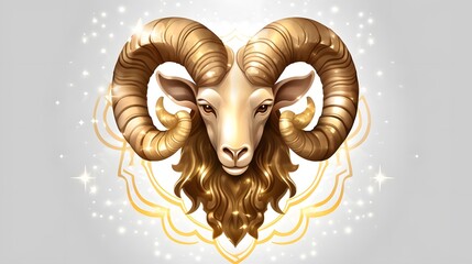 Aries Golden Zodiac Sign on Transparent Background: High-Quality Astrological Stock Image