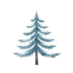 Obraz premium Watercolor Painting of a Snowy Blue Pine Tree