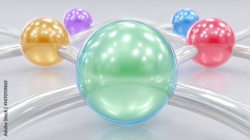 Poster floating digital routers emitting colorful pulses abstract environment 3d visualization technology c