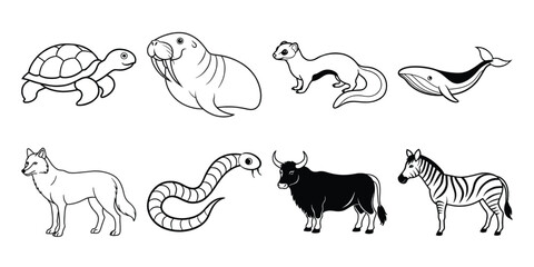 set of animals vector
