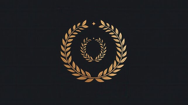 A modern minimalist logo featuring a laurel wreath encircling an elegant monogram