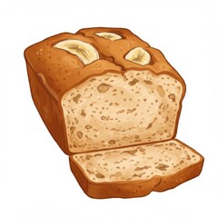 Sliced Banana Nut Bread Illustration