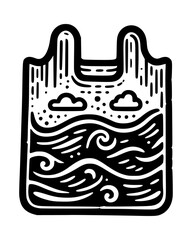Fototapeta premium plastic, bag illustration icon logo black color vector white background 