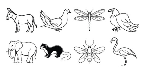 set of animals vector