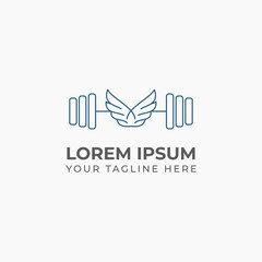 Fitness lineart logo design with wings, simple, elegant, suitable