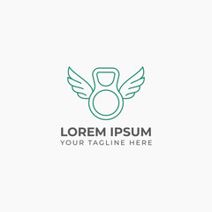 Masculine gym logo with wings lineart style, strong, minimalist, suitable for modern fitness