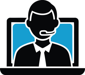 a person wearing a headset, suggesting a customer service or support role in a vector illustration