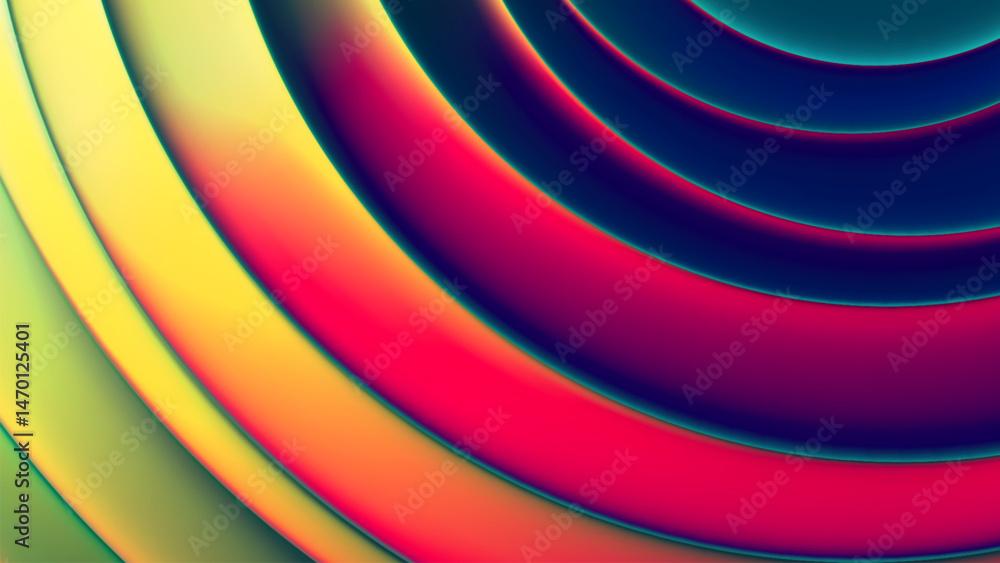 Poster vibrant wave of colors with smooth curved lines and soft neon futuristic gradients. colorful radial 