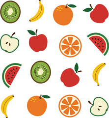 Tropical Fruits Color Pattern – Juicy Seamless Vector Set