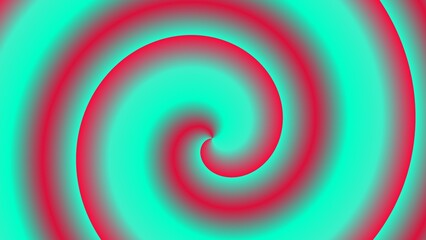 Hypnotic spiral in vibrant teal and crimson hues