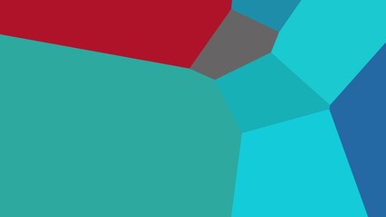 Abstract polygonal art with teal, blue, red, and grey shapes