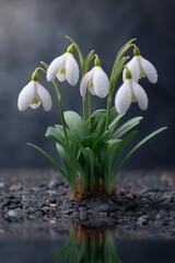 Fototapeta premium Delicate Snowdrop Cluster: A Serene Botanical Study