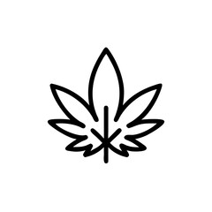 Fototapeta premium cannabis leaf outline illustration on white background 